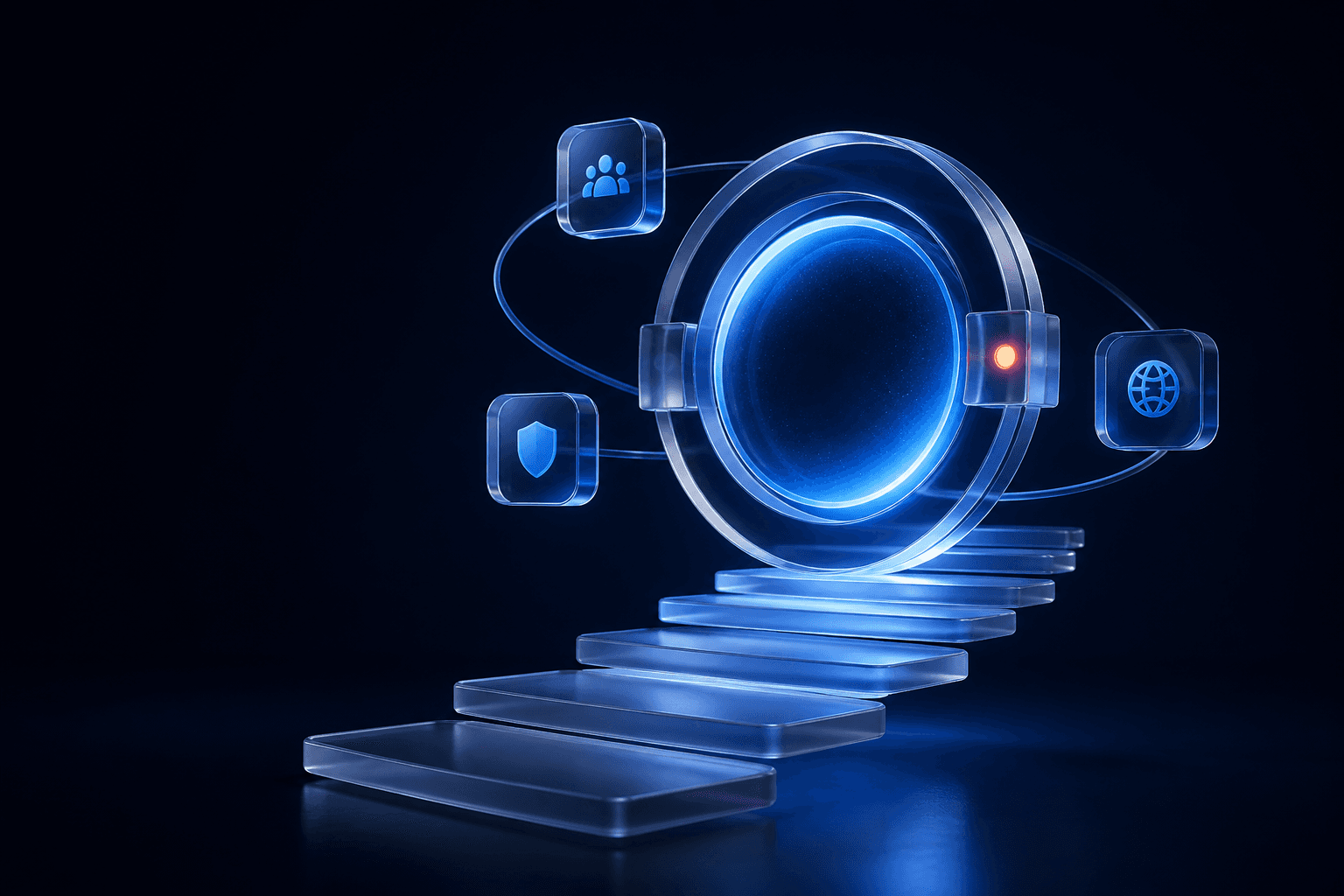 Portail 3D donnant accès aux applications Android